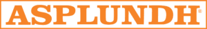 Asplundh logo in orange text with a black background and orange border (registered trademark).