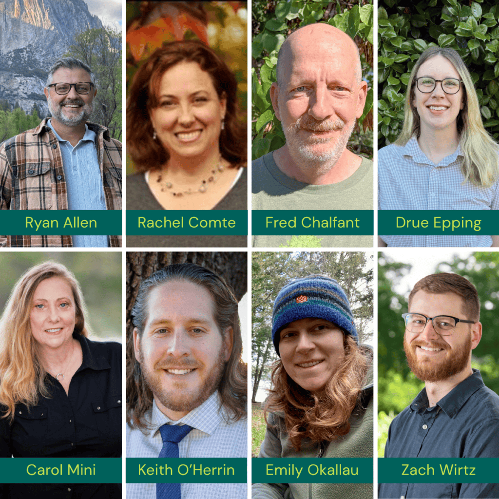 Eight team headshots arranged in a grid with each panel labeled by name: Ryan Allen, Rachel Comte, Fred Chalfant, Drue Epping, Carol Mini, Keith O’Herrin, Emily Okallau, Zach Wirtz.